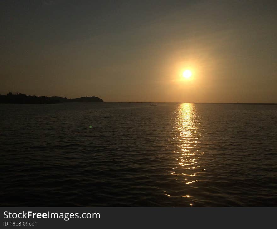 Sunset on the seashore of the Gulf of Thailand