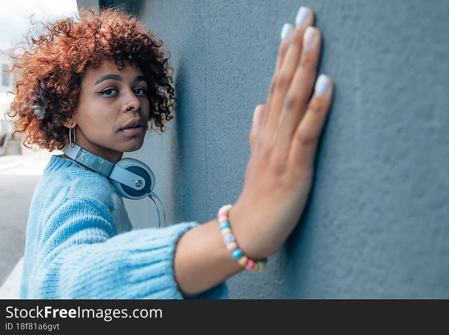 Portrait of african american girl on the street