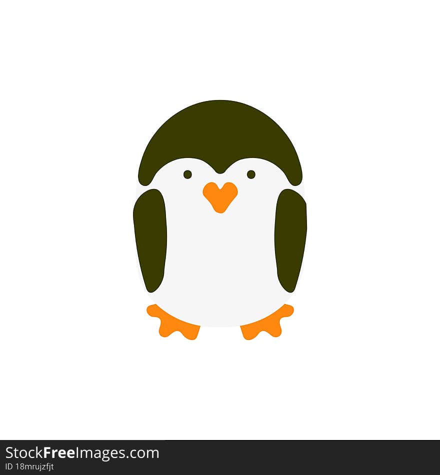 Penguin Cartoon Isolated On White Background