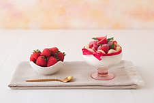 Charlotte, Easy French Strawberry Dessert In A Glass Stock Photo