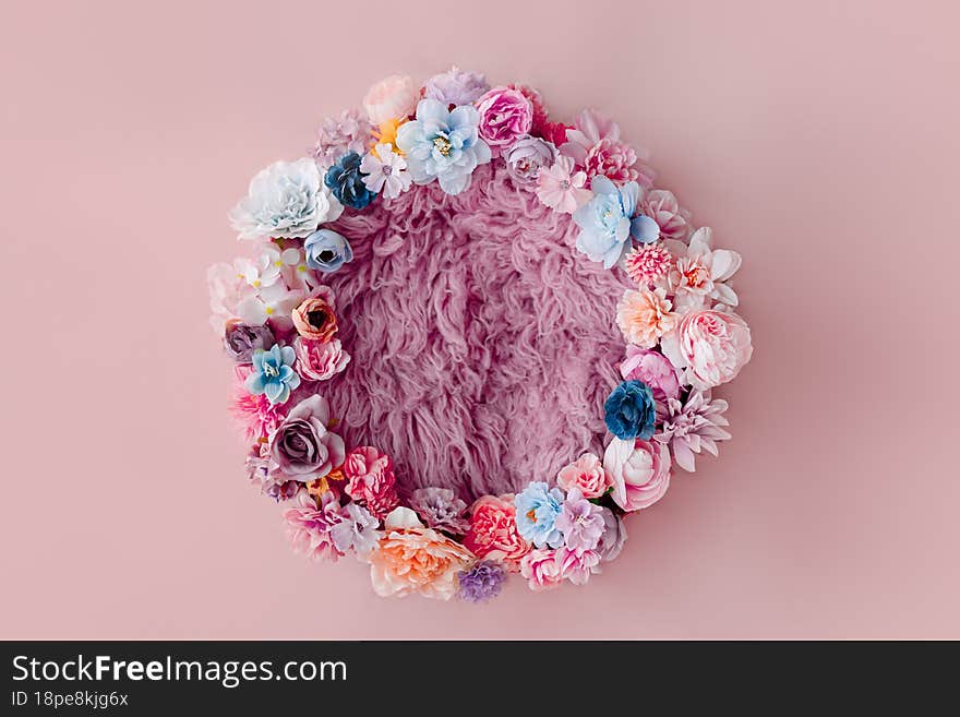 Newborn digital backdrop with flowers.