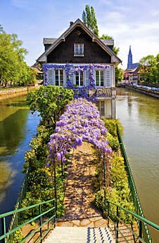 La Maison Des Ponts Couverts In Strasbourg, Alsace, France Stock Images
