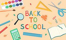 Back To School With School Items And Equipments On Beige Background Royalty Free Stock Photo