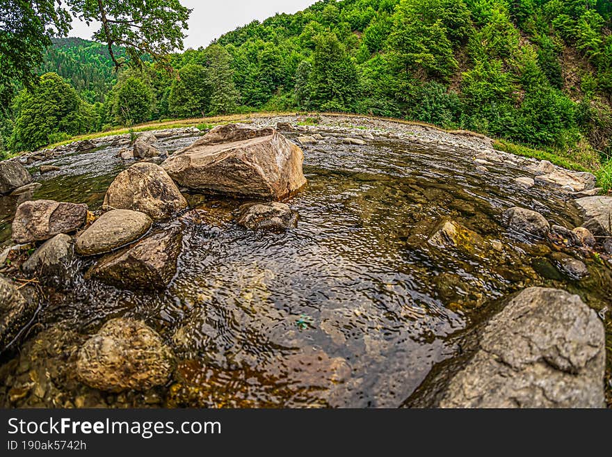 River Fish Eye Mountain Water