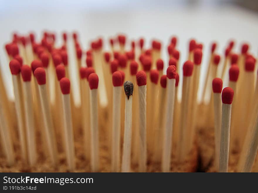 A Lot Of Matches And One Burned In Middle