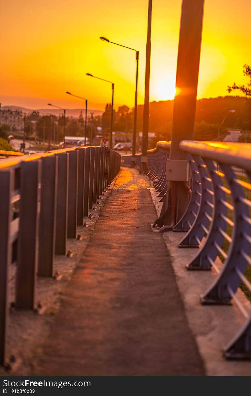 Beautiful sunshine or sunset on a Bridge