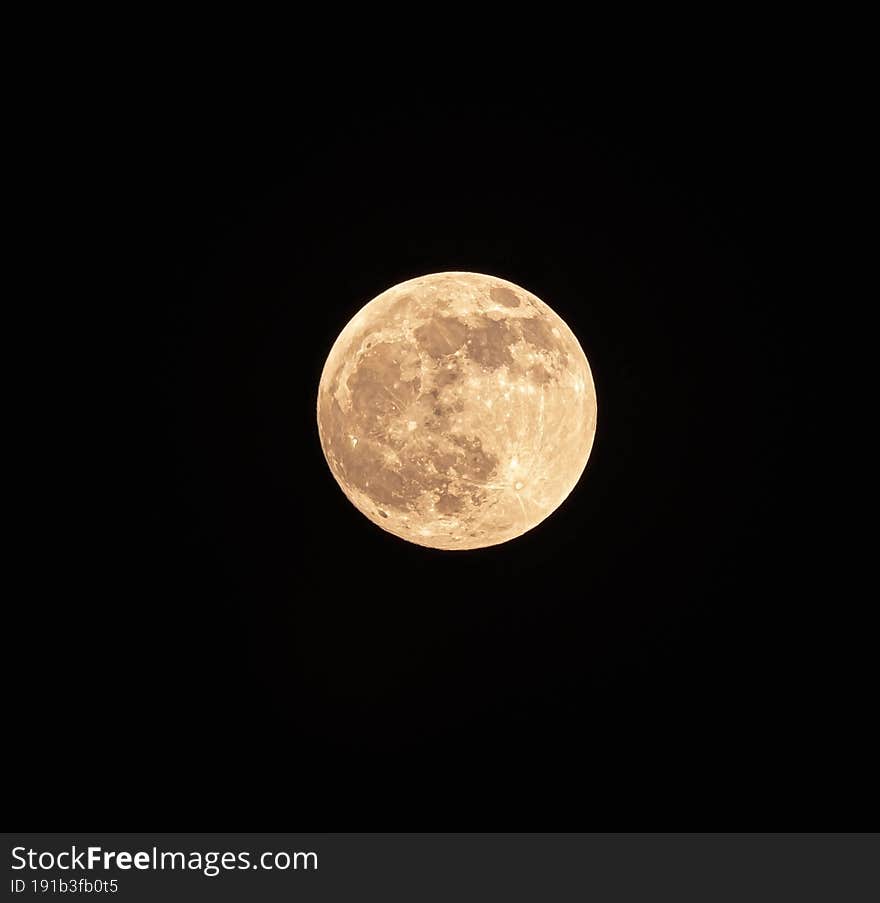 Big Full Moon Closeup On Sky