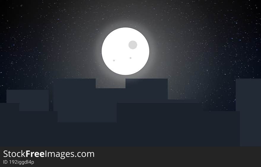 city night sky moon moon scene illustration