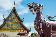 Wat Phra That Hariphunchai The Iconic Famous Temple In Lamphun City, Northern Thailand. Royalty Free Stock Photo