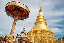 Wat Phra That Hariphunchai The Iconic Famous Temple In Lamphun City, Northern Thailand. Royalty Free Stock Image
