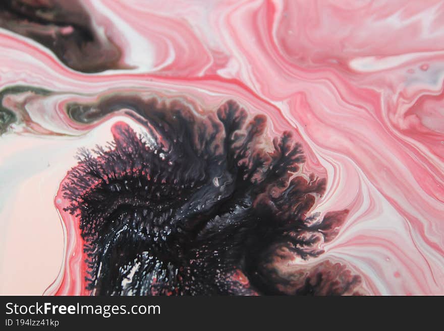 Mixture Creative Color Red Pink And Brown Swallowed Mixing On Surfaces Abstract