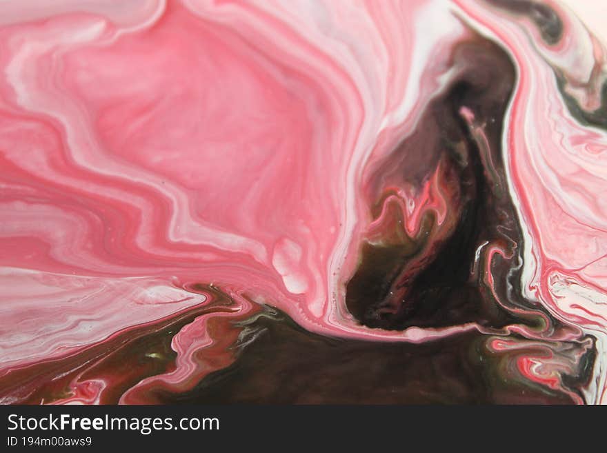 Paint Creative Mix Paint Color Red Pink and Brown Swallowed Mixing on Surfaces Abstract
