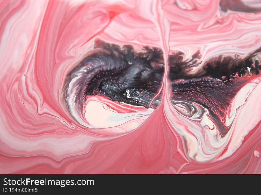 Creative Mix Paint Color Red Pink and Brown Swallowed Mixing on Surfaces Abstract