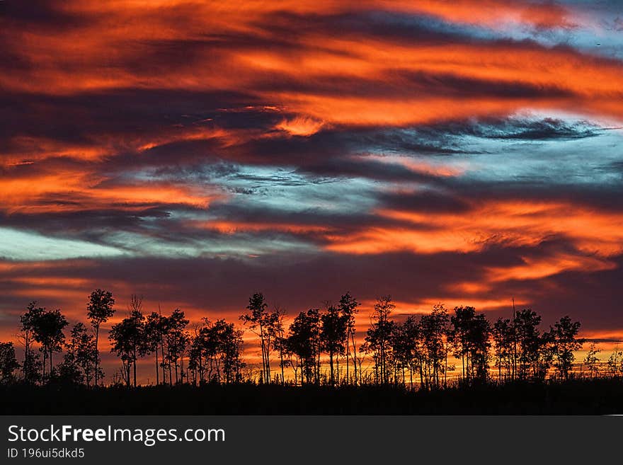 Firey summer night sky Alberta