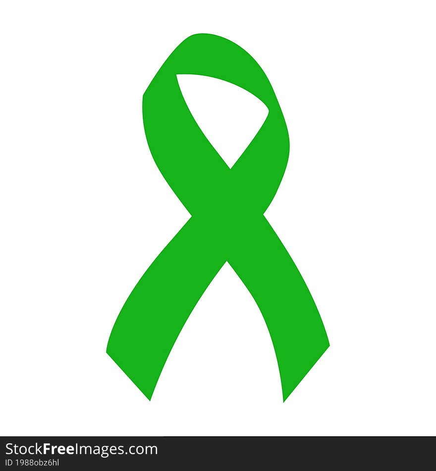 Green ribbon. Scoliosis, Mental health and other awareness symbol. Vector