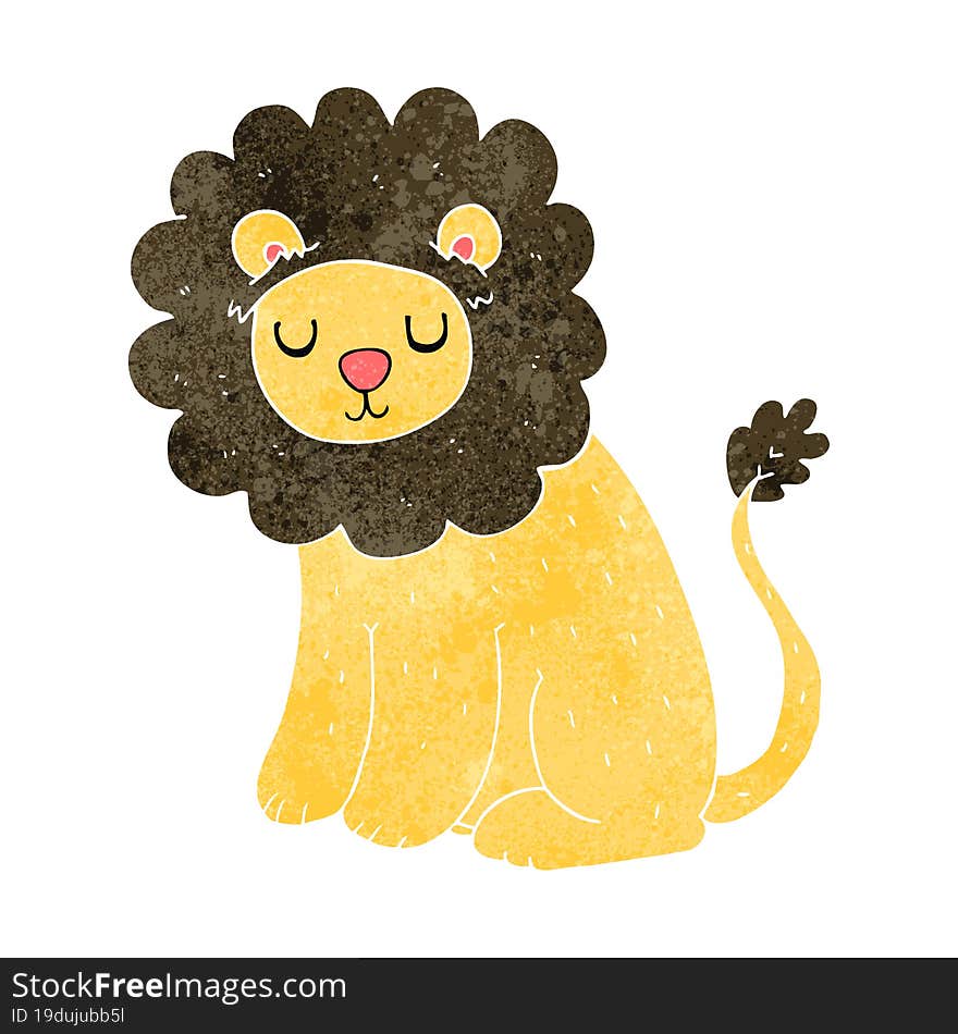 freehand retro cartoon cute lion