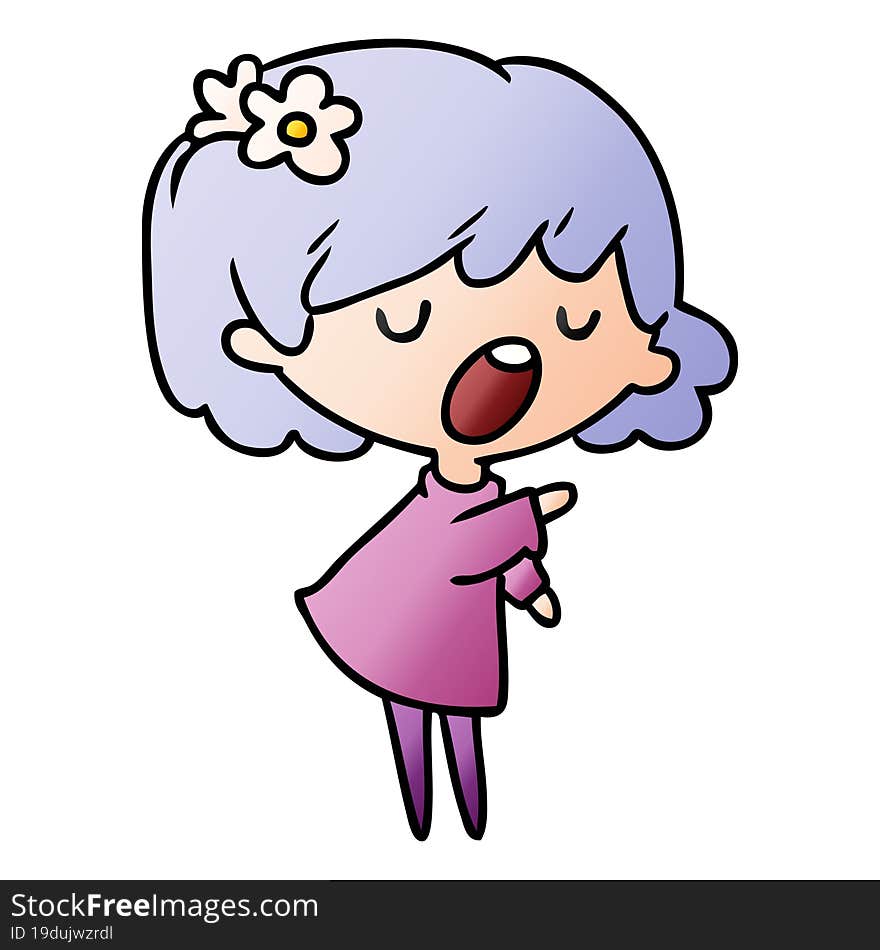 gradient cartoon illustration of a cute kawaii girl. gradient cartoon illustration of a cute kawaii girl