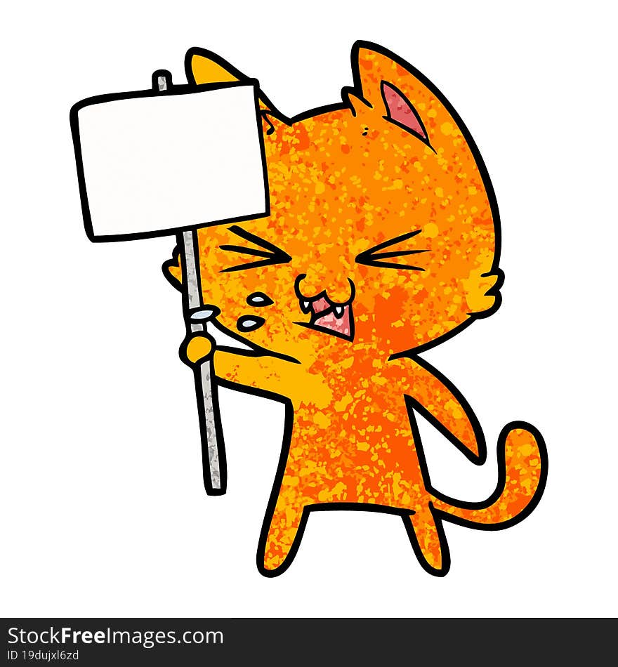 cartoon cat protesting. cartoon cat protesting