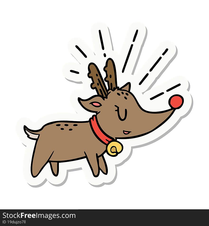 sticker of tattoo style christmas reindeer