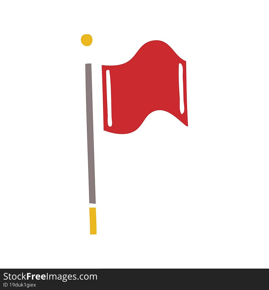 flat color retro cartoon of a red flag