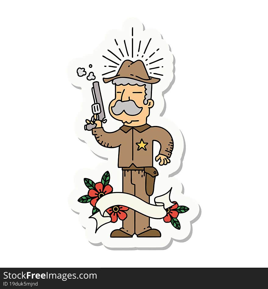 sticker of tattoo style wild west sheriff