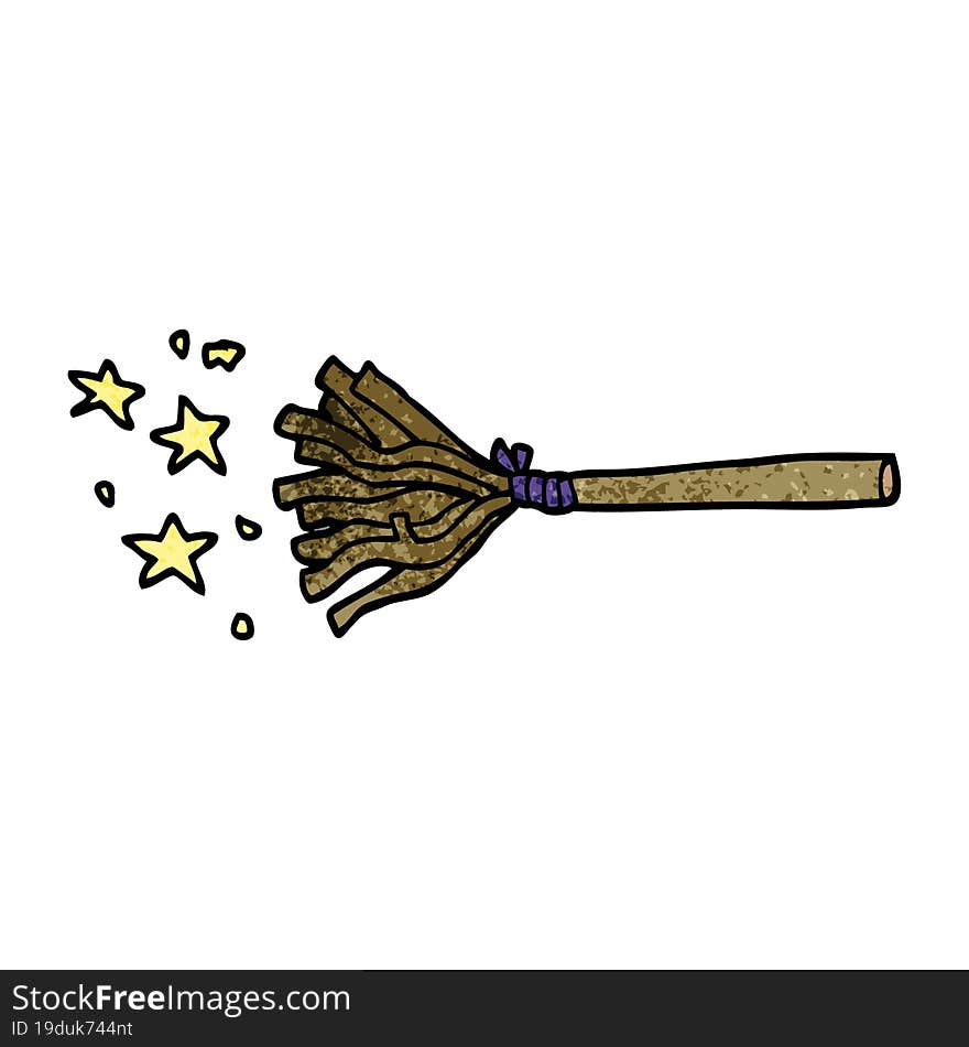 cartoon doodle magic broom