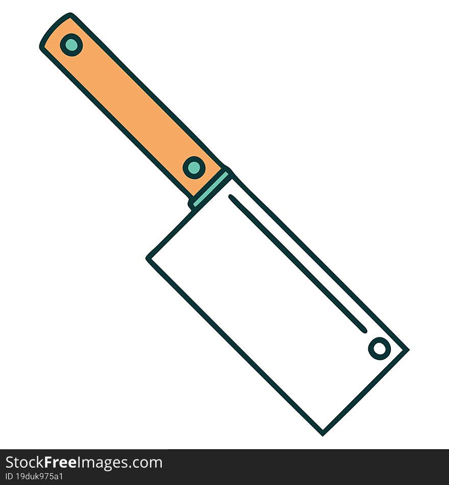 tattoo style icon of a meat cleaver