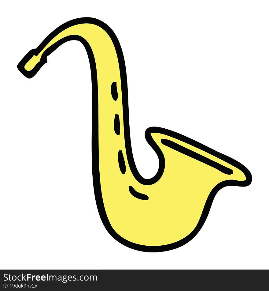 cute cartoon musical saxophone