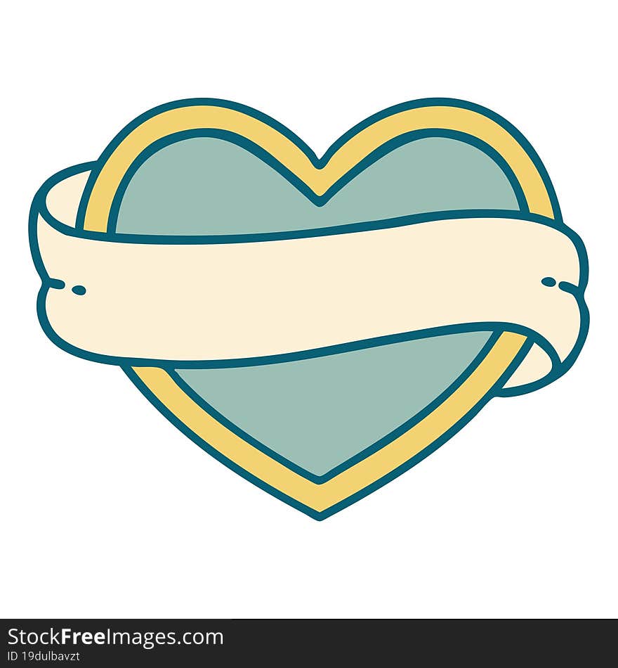 Tattoo Style Icon Of A Heart And Banner