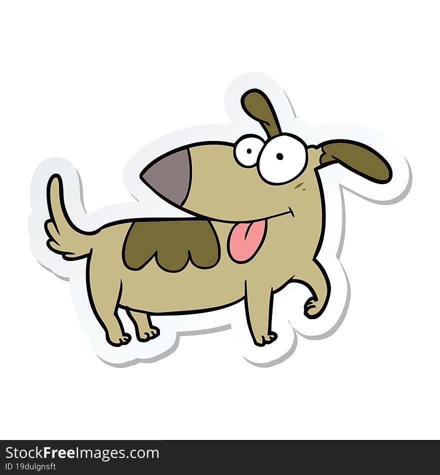 Sticker Of A Cartoon Happy Dog