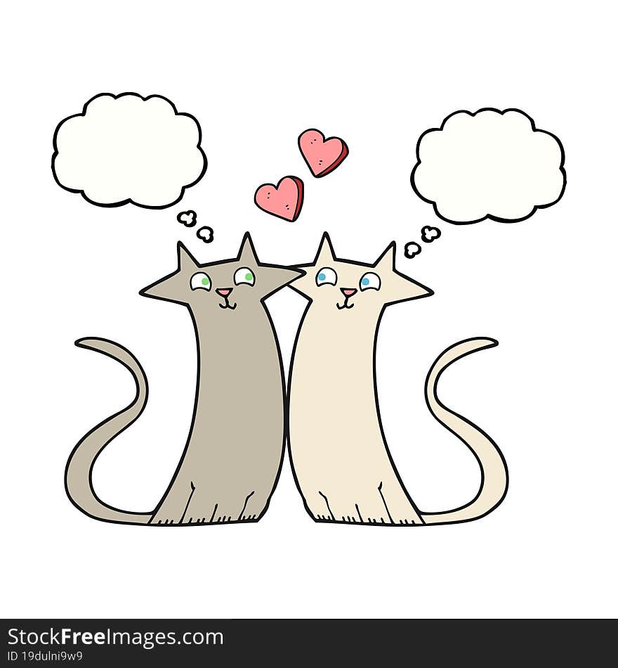 thought bubble cartoon cats in love