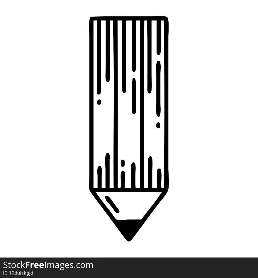 Black Line Tattoo Of A Pencil