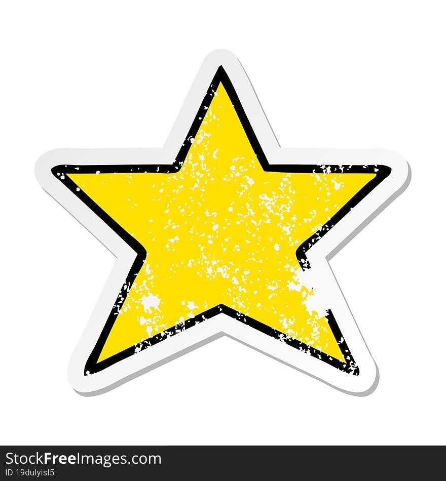 Distressed Sticker Of A Cute Cartoon Gold Star