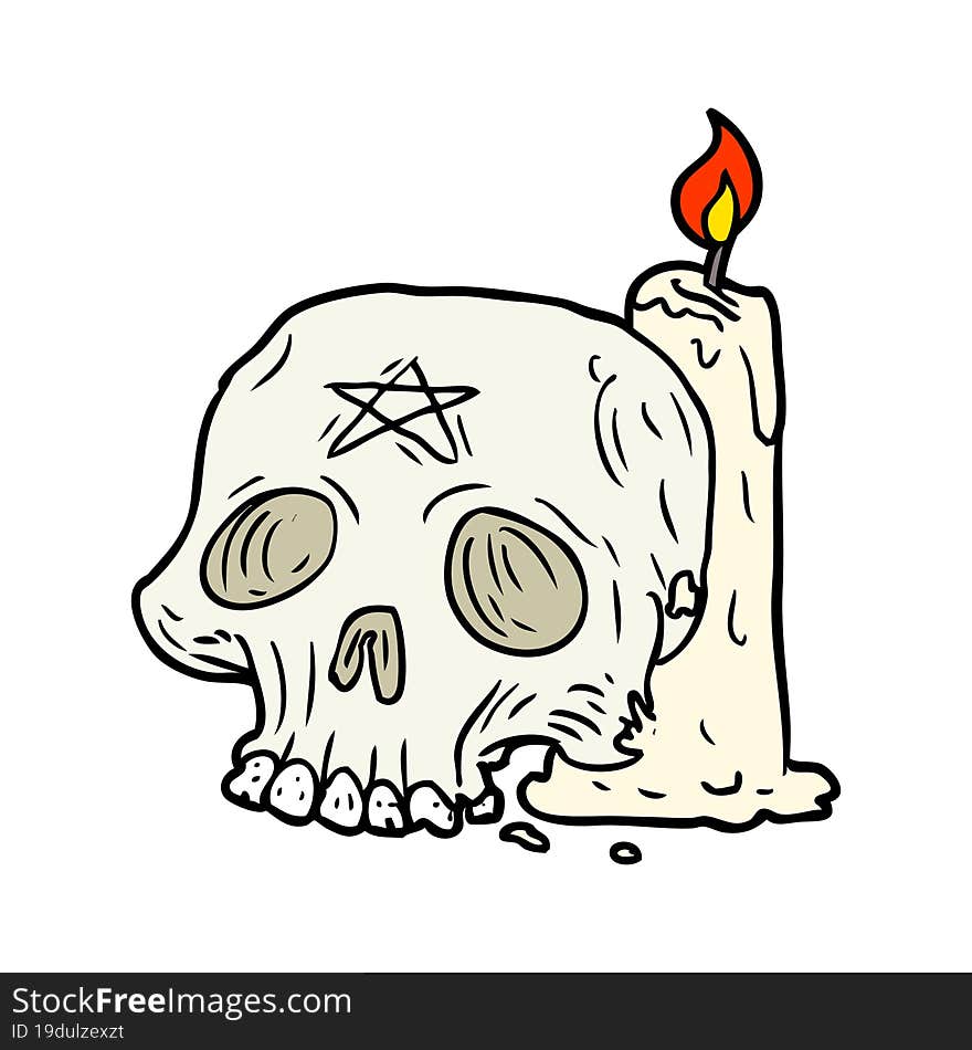 cartoon spooky skull and candle. cartoon spooky skull and candle