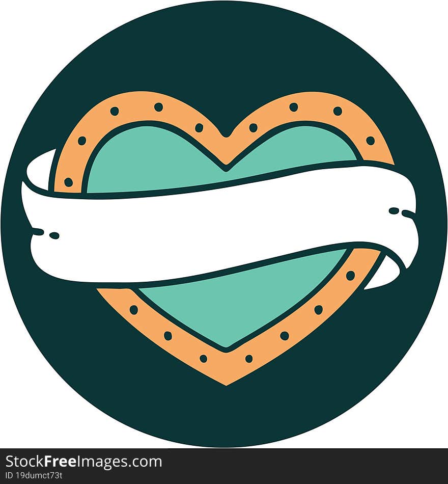 Tattoo Style Icon Of A Heart And Banner