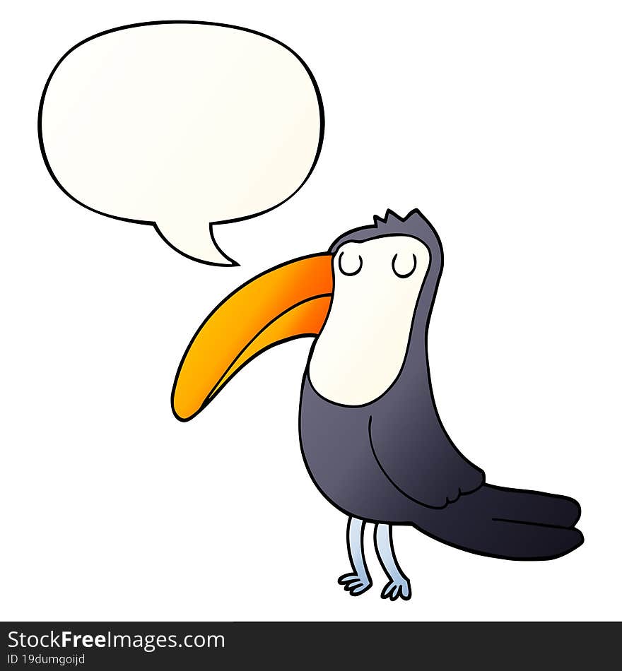 Cartoon Toucan And Speech Bubble In Smooth Gradient Style