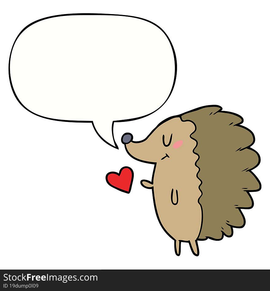 Cute Cartoon Hedgehog And Speech Bubble