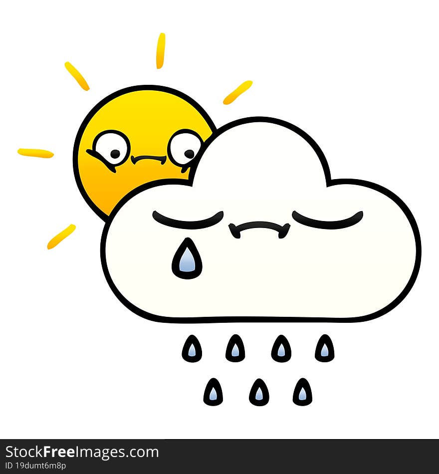 gradient shaded cartoon of a sunshine and rain cloud