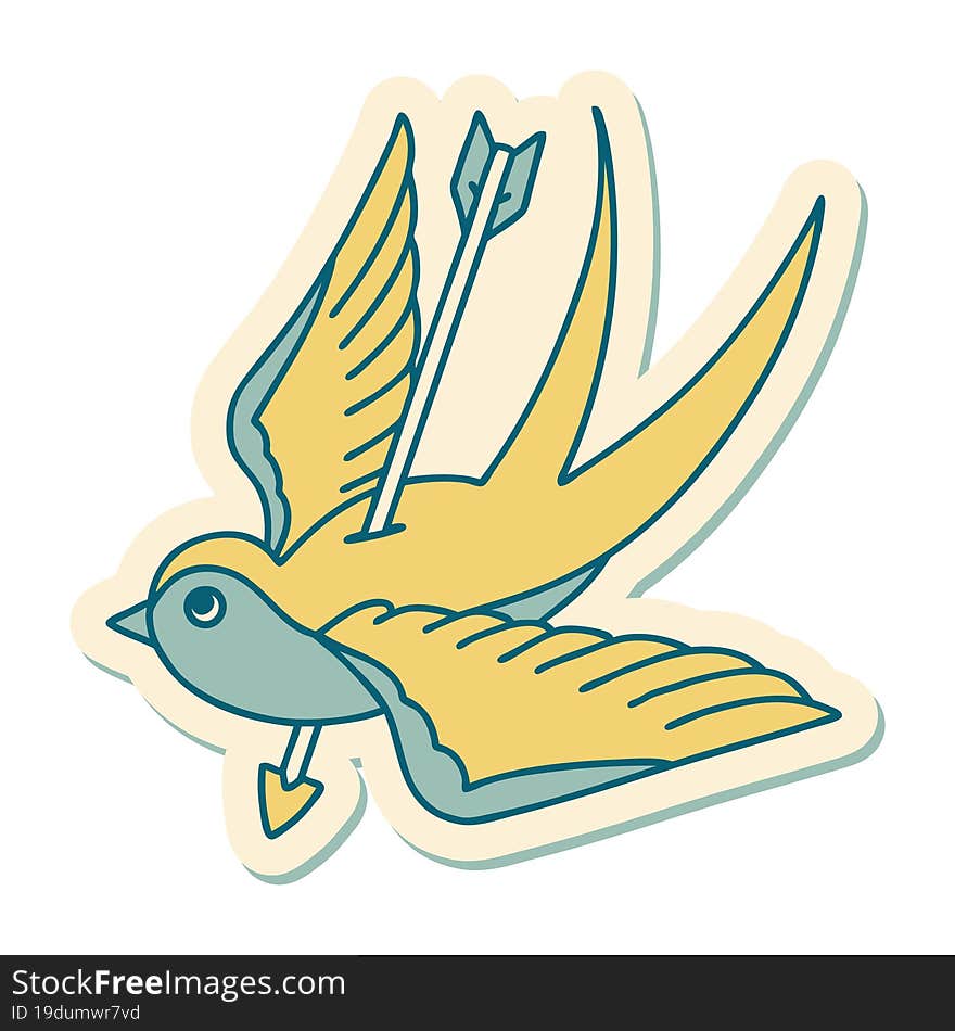 tattoo style sticker of a swallow