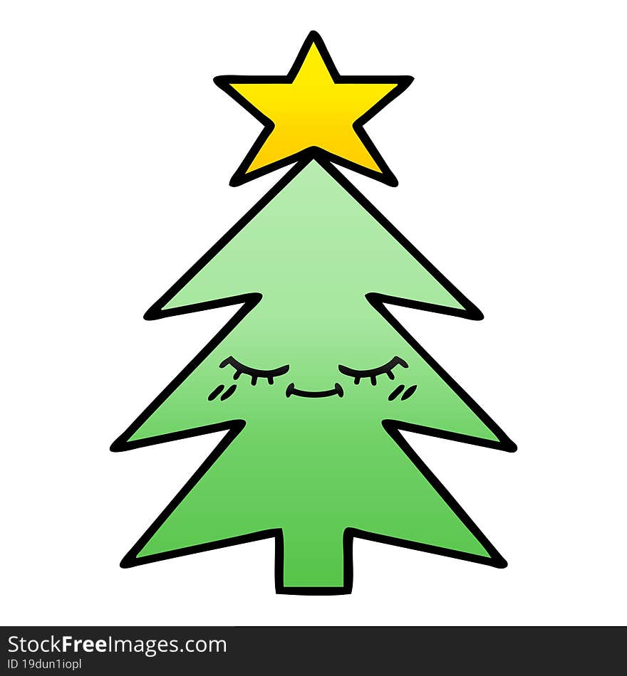 gradient shaded cartoon of a christmas tree