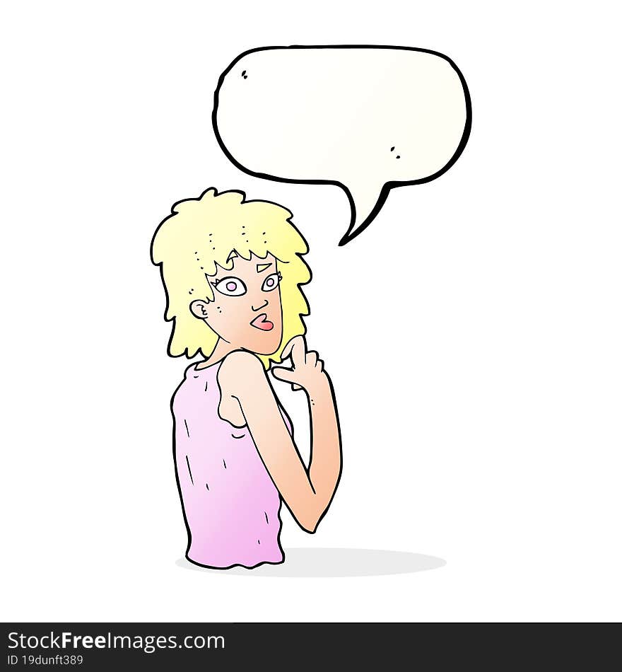 cartoon surprised woman with speech bubble