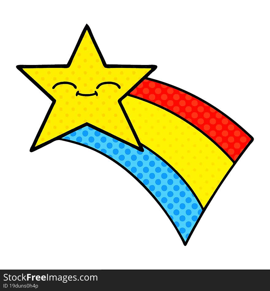 Comic Book Style Cartoon Shooting Rainbow Star