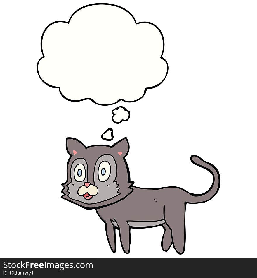 happy cartoon cat with thought bubble. happy cartoon cat with thought bubble