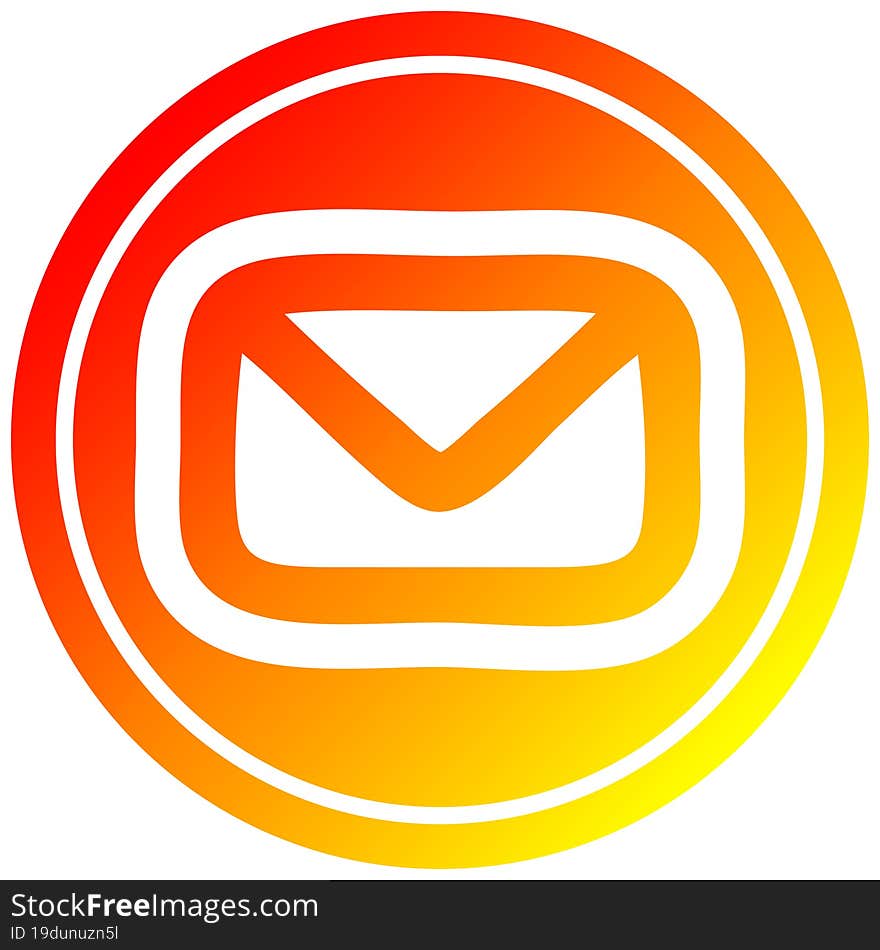 envelope letter circular icon with warm gradient finish. envelope letter circular icon with warm gradient finish