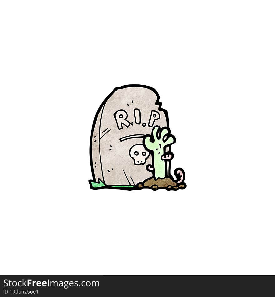 cartoon zombie rising from grave