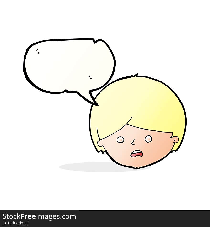 cartoon unhappy boy  with speech bubble