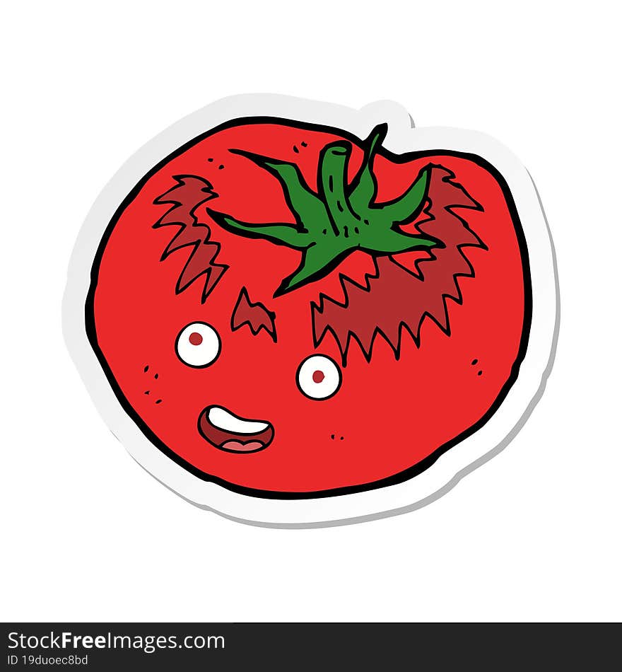 sticker of a cartoon tomato