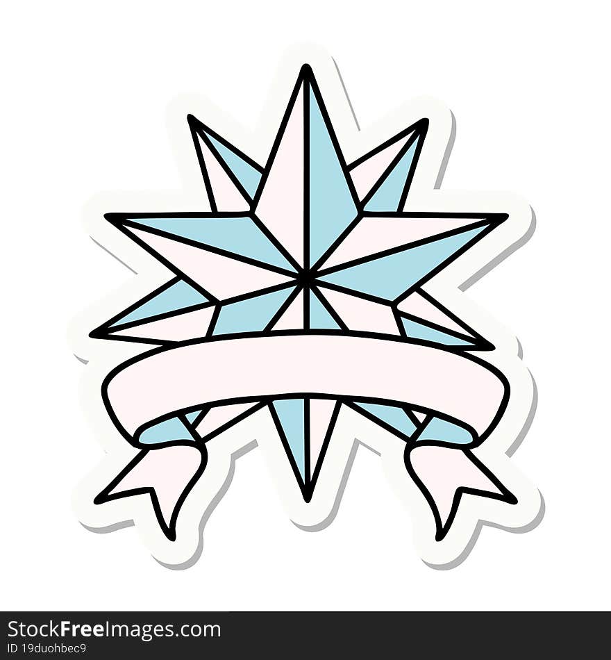 Tattoo Sticker With Banner Of A Star