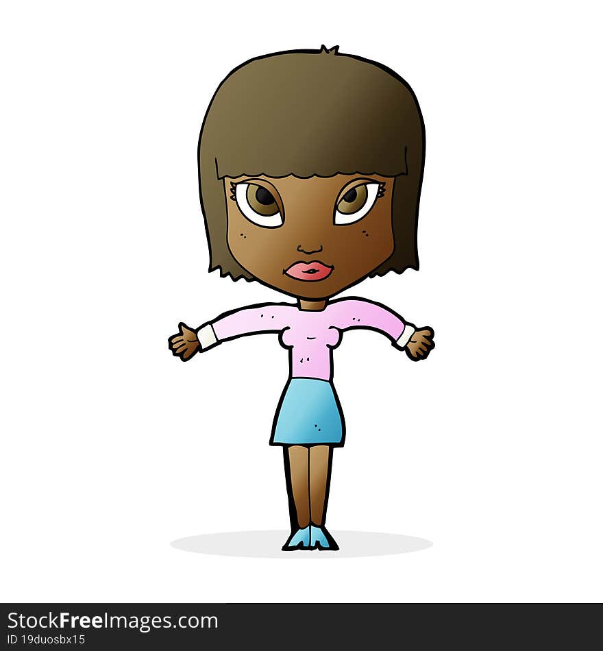 cartoon woman shrugging