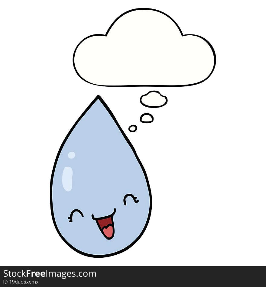 cartoon raindrop with thought bubble. cartoon raindrop with thought bubble